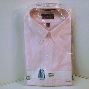 New NIP Deadstock Vintage 90s Arrow Oxford Dress Shirt 17(XL) Pocket SSL Pink